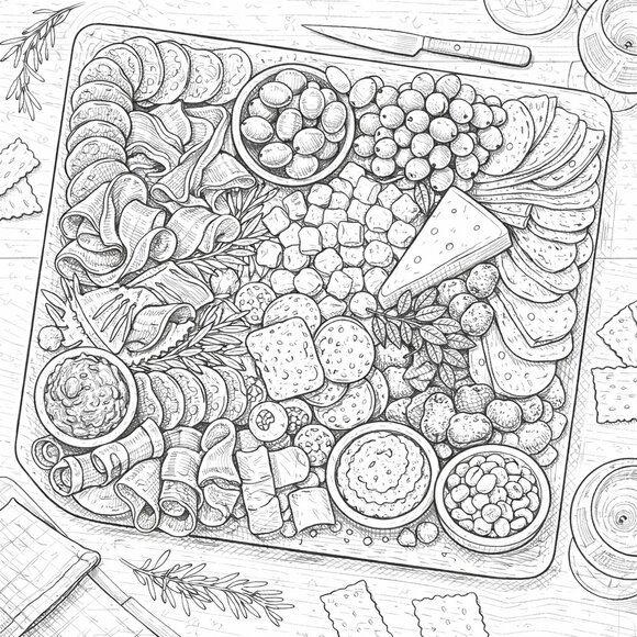 NWT Charcuterie Board Adult and Teen Coloring Book - Picture 8 of 10